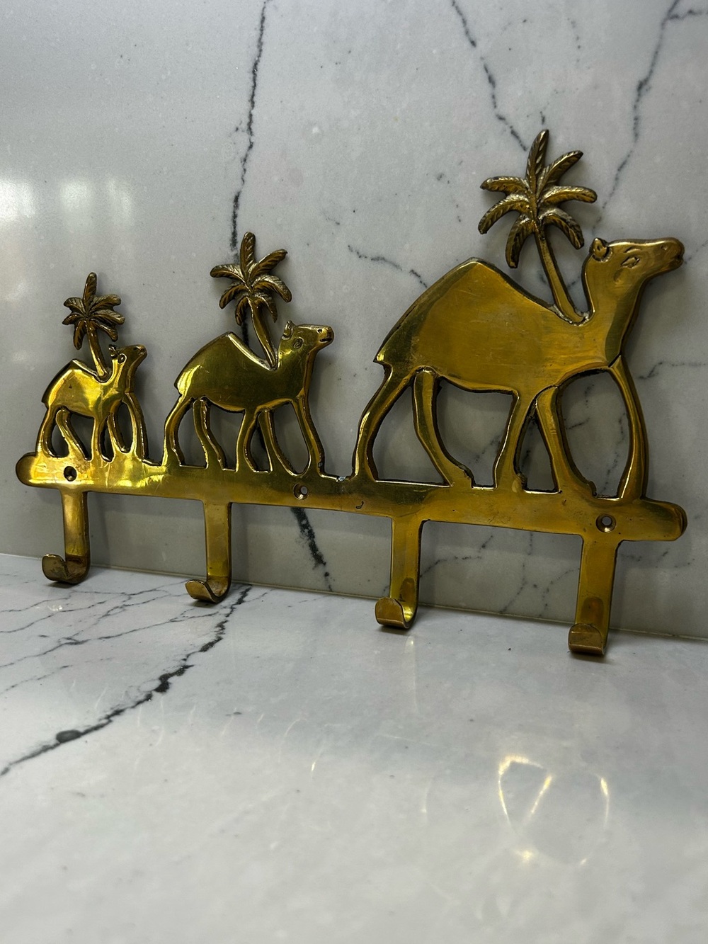 Brass Camel Wall Hook Rack - Gold Decorative Hooks - Picture 4 of 10